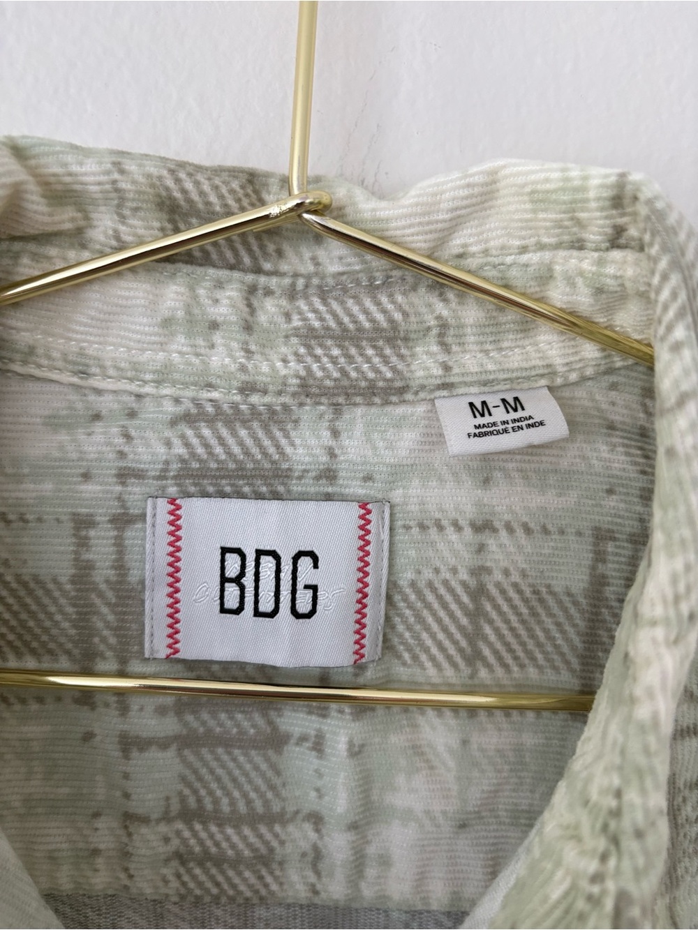 BDG Urban Outfitters Corduroy Plaid Button Down Shirt Green Medium - Picture 2 of 3